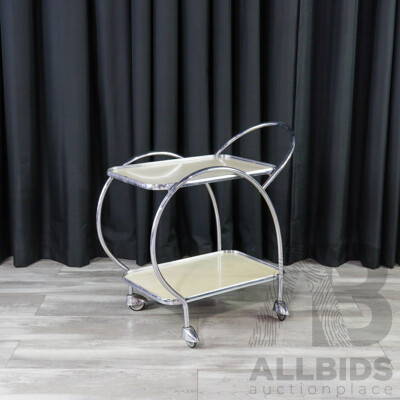 Art Deco Chrome Framed Two Tier Drinks Trolley