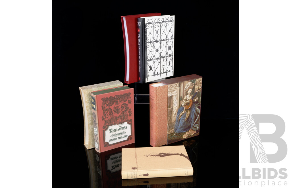 Collection Four Folio Society Titles Including Tom Jones by Henry Fielding, 1973, All Hardcovers in Slip Cases with Exception Maupassant Example