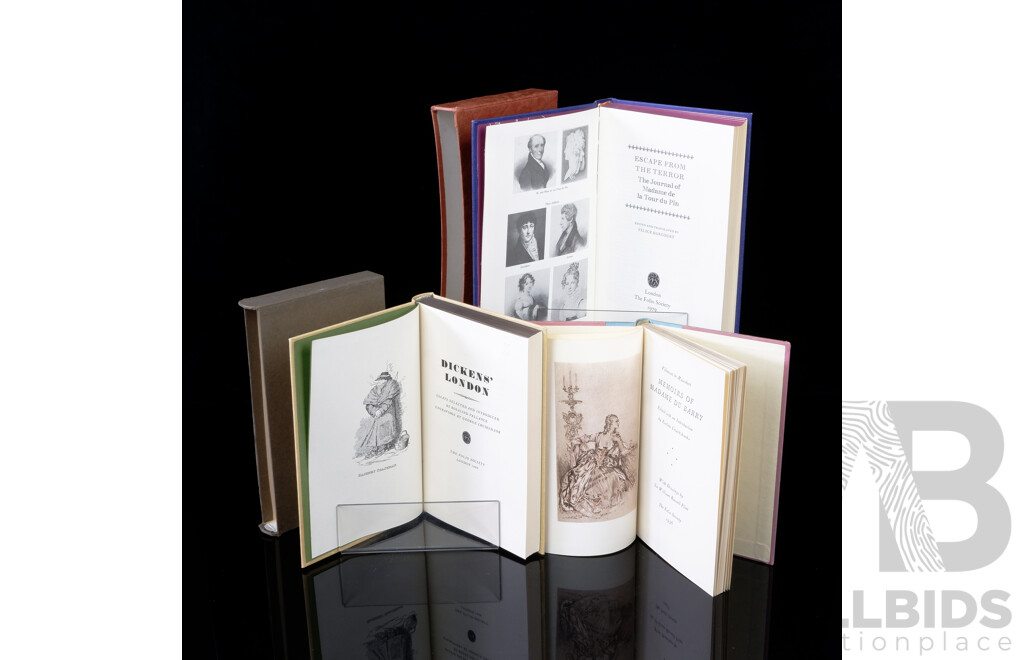 Collection Three Folio Society Titles Including Memoirs of Madame Du Barry 1956, All Hardcovers with Two in Slipcases