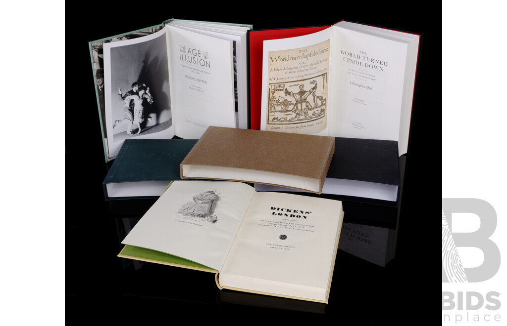 Collection Three Folio Society Titles Including Dickens London, 1972, All Hardcovers in Slipcases