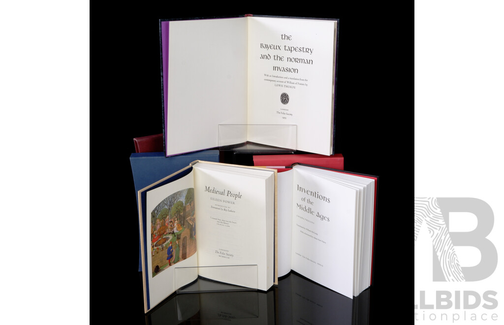 Collection Three Folio Society Titles Including Medieval People by E Power 2000, All Hardcovers in Slip Cases