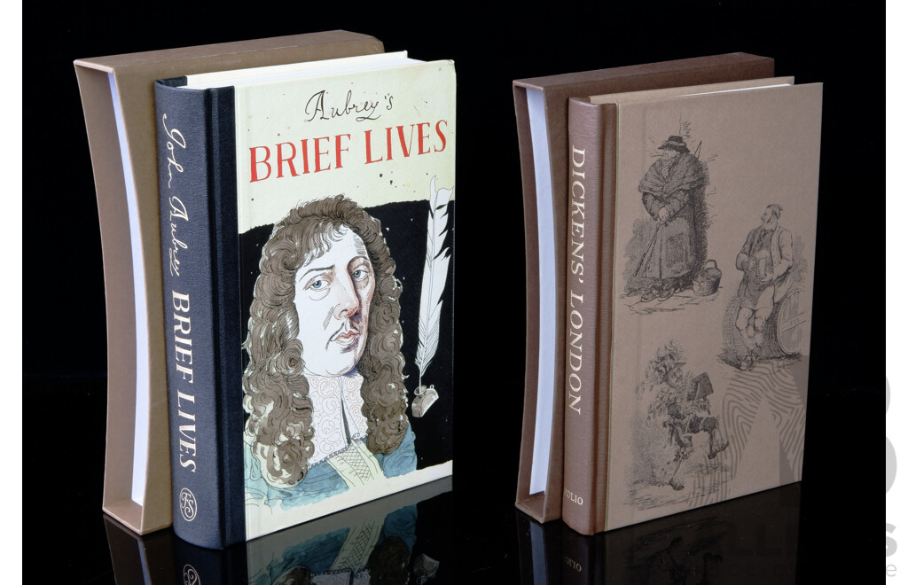 Brief Lives by J Aubrey, 2016 & Dickens London, 2014 Both Folio Society Hardcovers in Slipcases