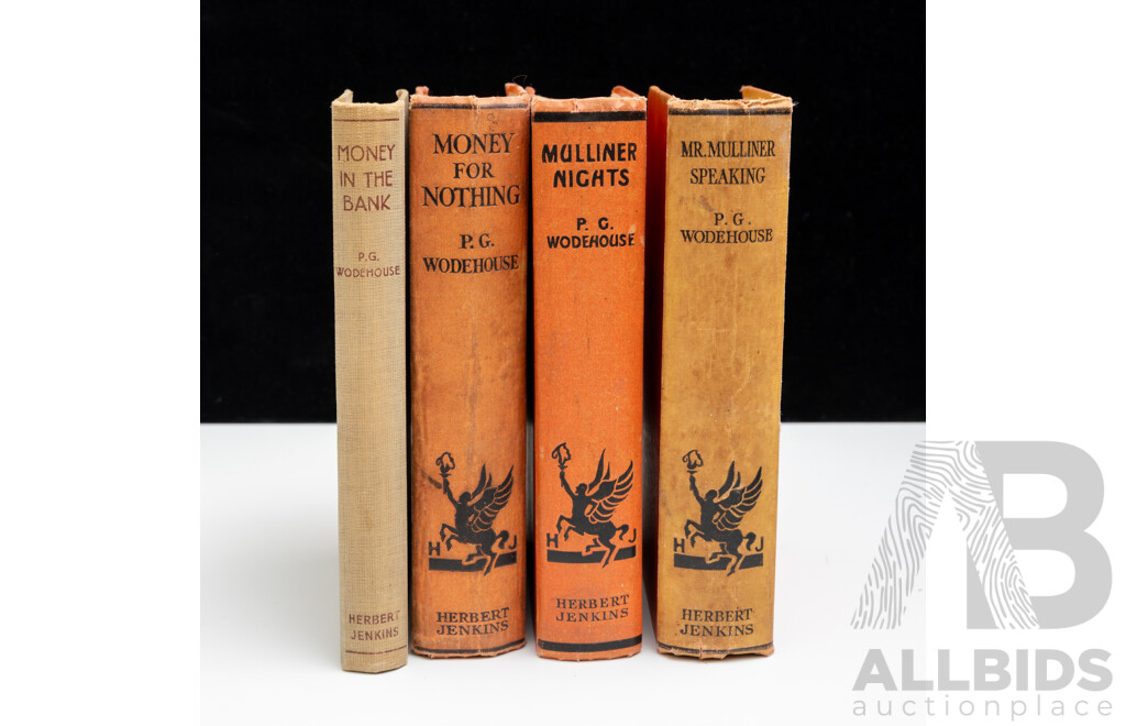 Collection Four P G Wodehouse Herbert Jenkins First Editions Comprising Money in the Bank, Money For Nothing, 1928, Mulliner Nights, 1933 & Mr Mulliner Speaks, 1929