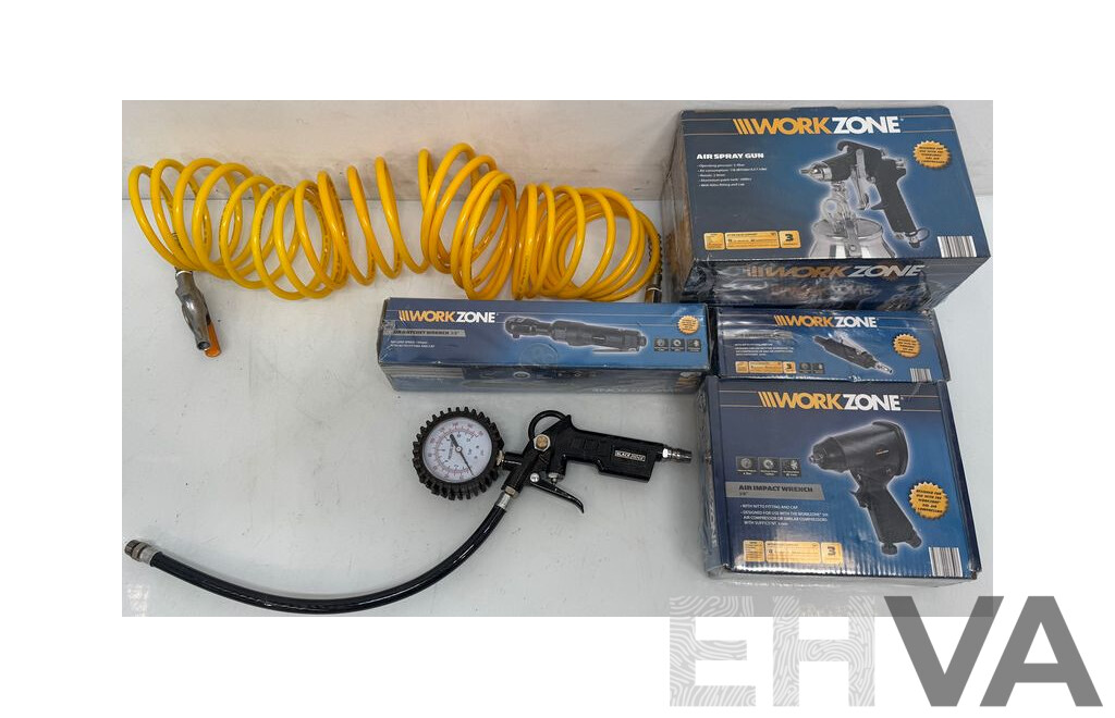 Workzone Air Spray Gun, Die Grinder, Air Impact Wrench, Air Ratchet Wrench and Pressure Guage
