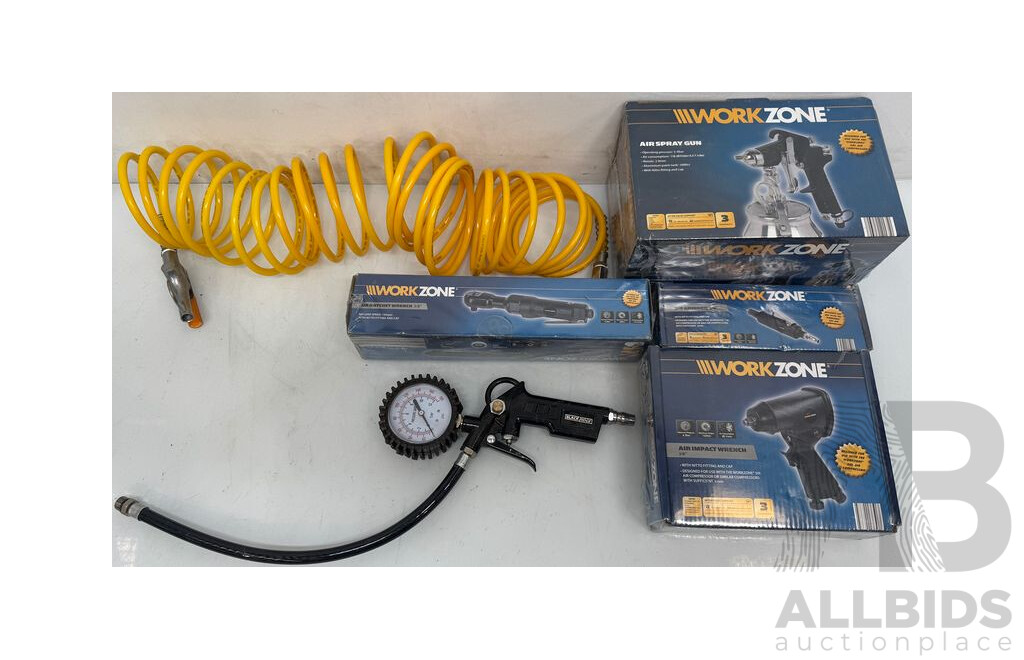 Workzone Air Spray Gun, Die Grinder, Air Impact Wrench, Air Ratchet Wrench and Pressure Guage