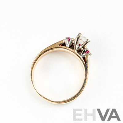 14ct Diamond & Ruby Bridal Set, TDW 0.25ct/R 0.25ct, Size K, 6.13 Grams