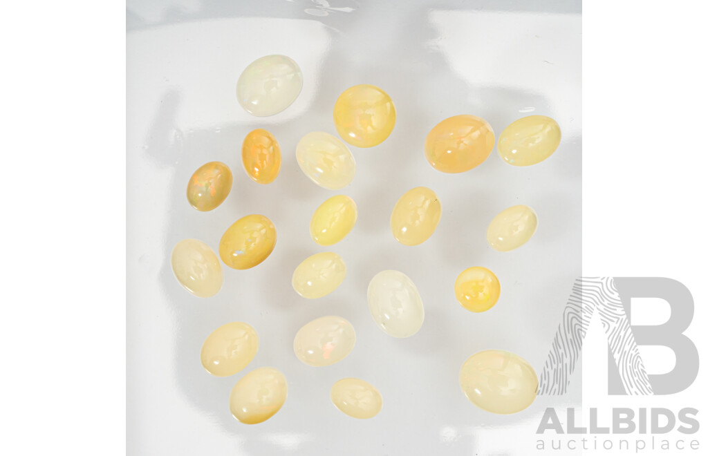Ethiopian Opals (20) Untreated Oval Cabochon Unset Gemstones, 19.70ct