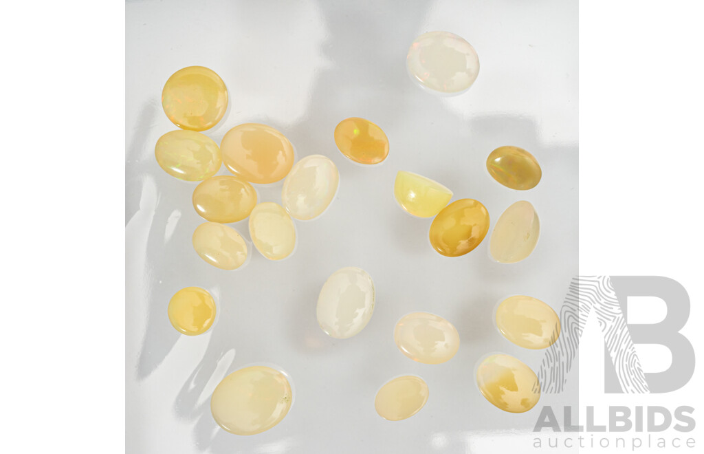 Ethiopian Opals (20) Untreated Oval Cabochon Unset Gemstones, 19.70ct