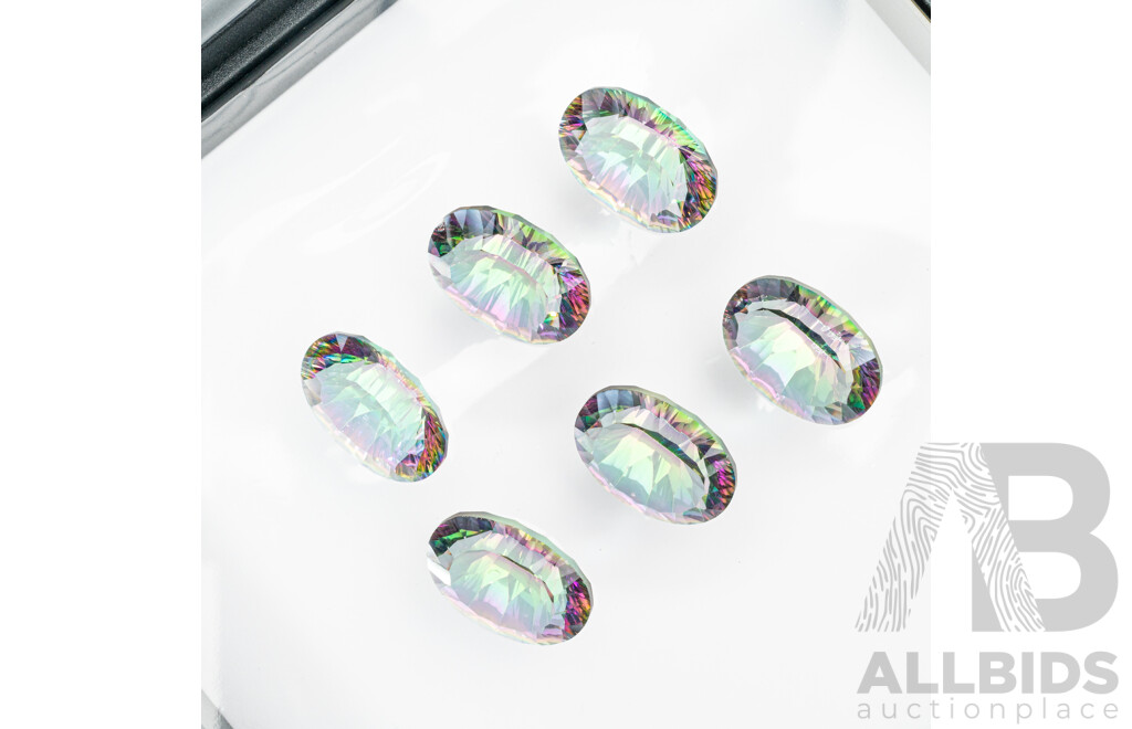 Mystic Topaz (6) Oval Faceted Unset Gemstones, 50.25ct