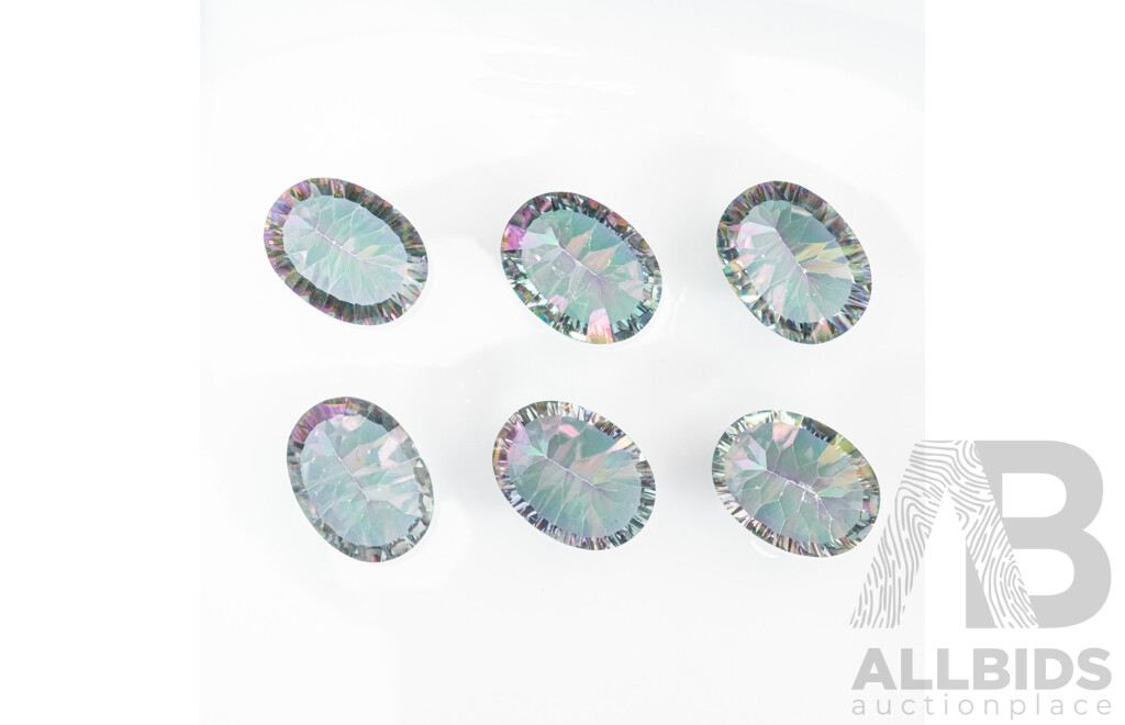 Mystic Topaz (6) Oval Faceted Unset Gemstones, 50.25ct