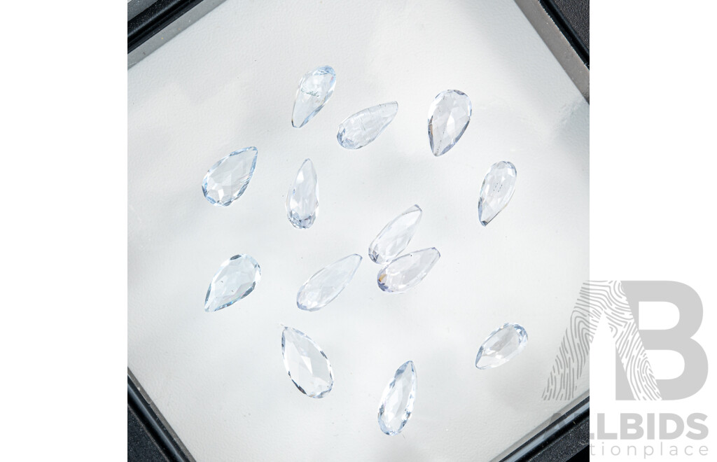 Aquamarine, (13) Natural Unset Pear Cut Gemstones, 6.50ct