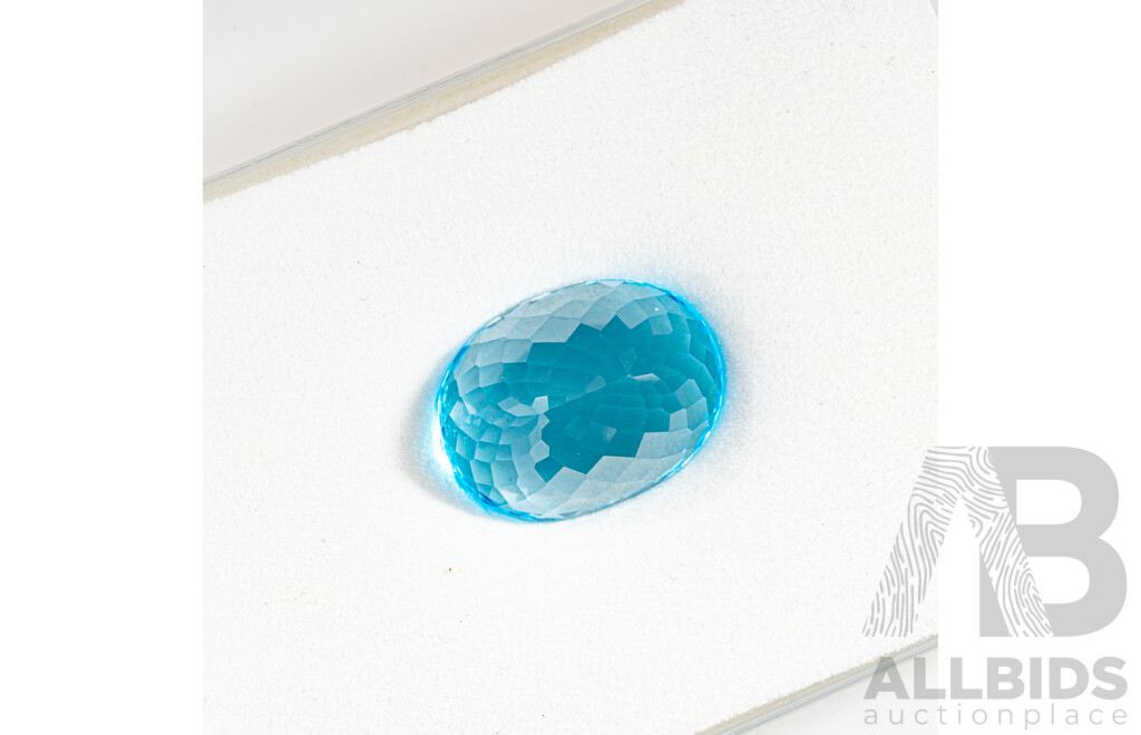 Swiss Blue Topaz, Single Unset Oval Cut Faceted Gemstone, 54.25ct