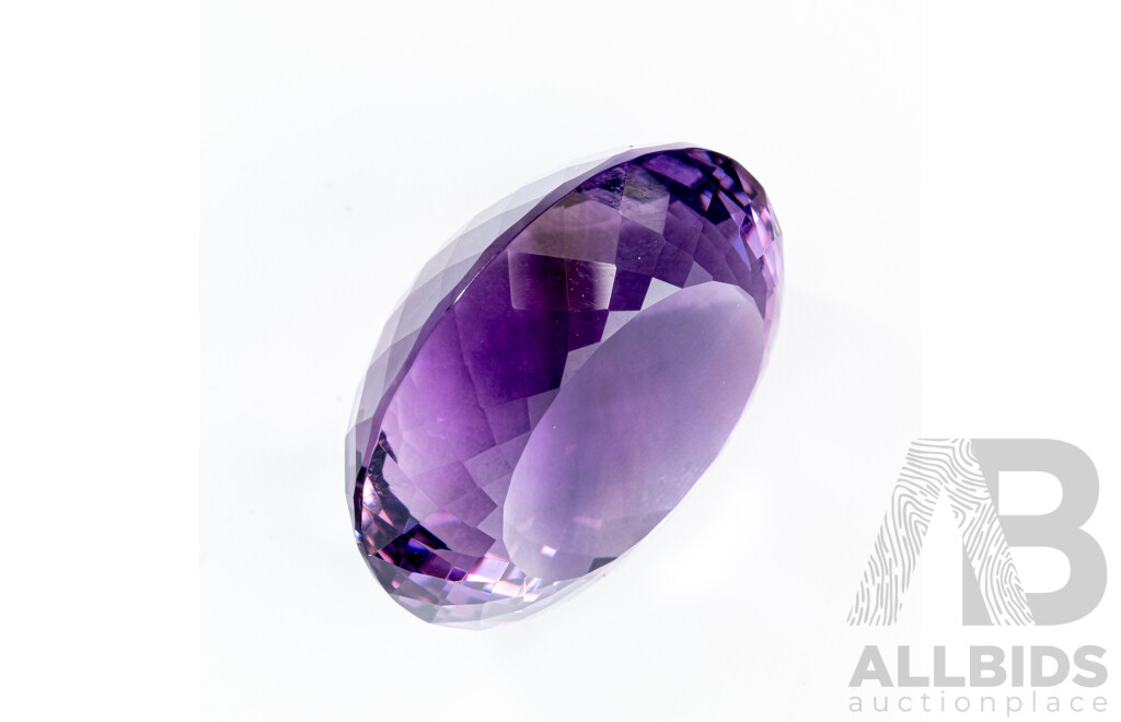 Amethyst, Single Natural Untreated Oval Cut Faceted Gemstone, 63.68ct
