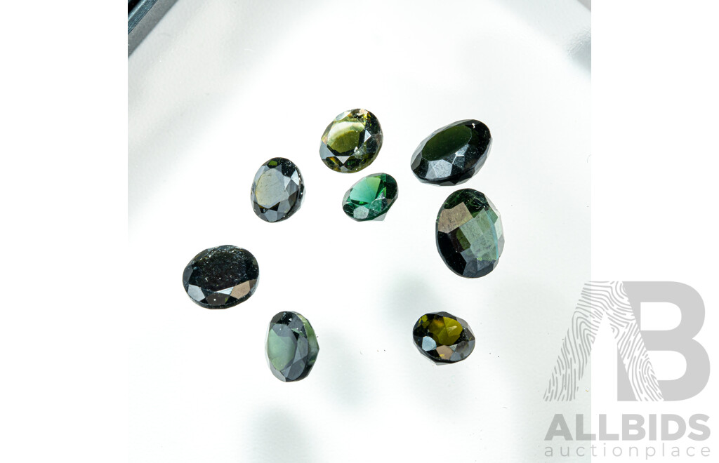 Green Tourmaline (8) Unset Faceted Round & Oval Cut Gemstones, 6.30 Grams