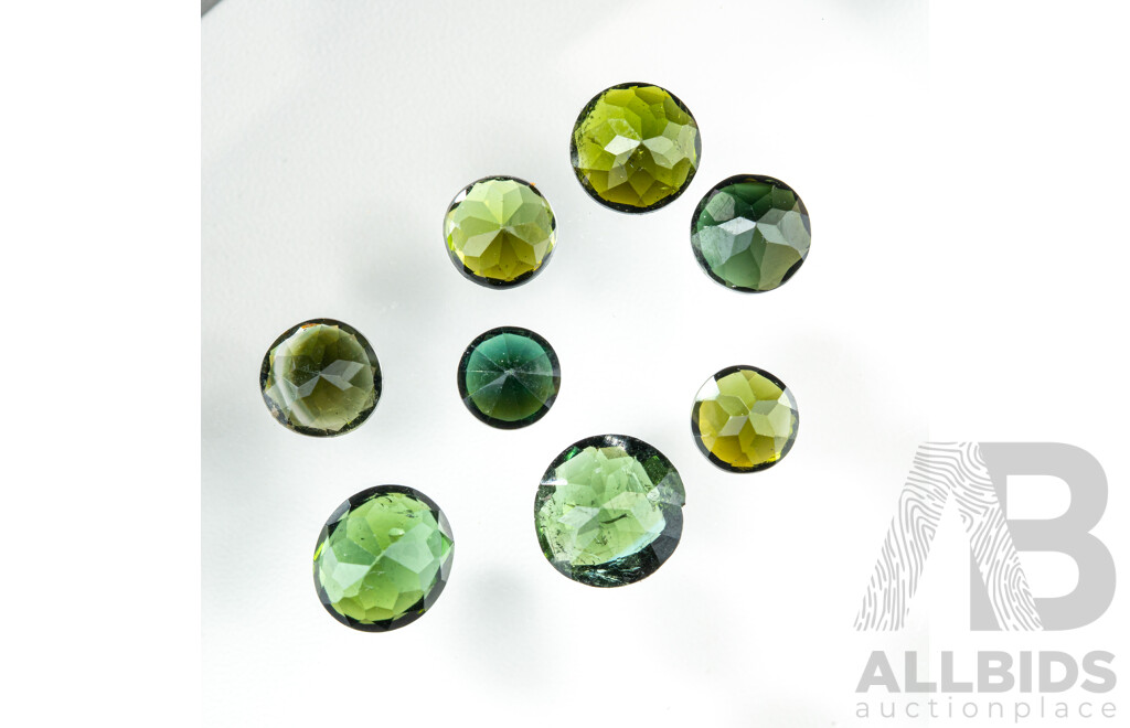 Green Tourmaline (8) Unset Faceted Round & Oval Cut Gemstones, 6.30 Grams