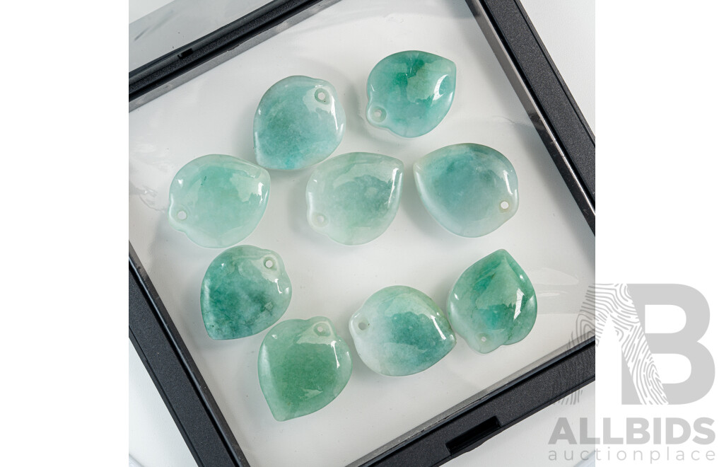 Adventurine (9) Cabochon Heart Cut Gemstones, 157.55 Grams
