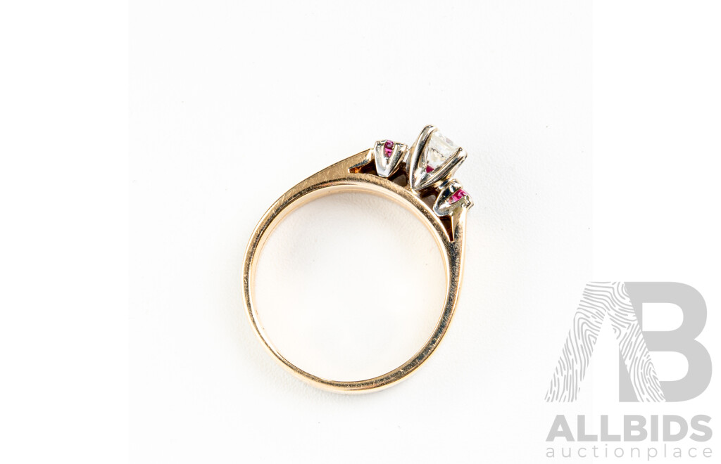 14ct Diamond & Ruby Bridal Set, TDW 0.25ct/R 0.25ct, Size K, 6.13 Grams
