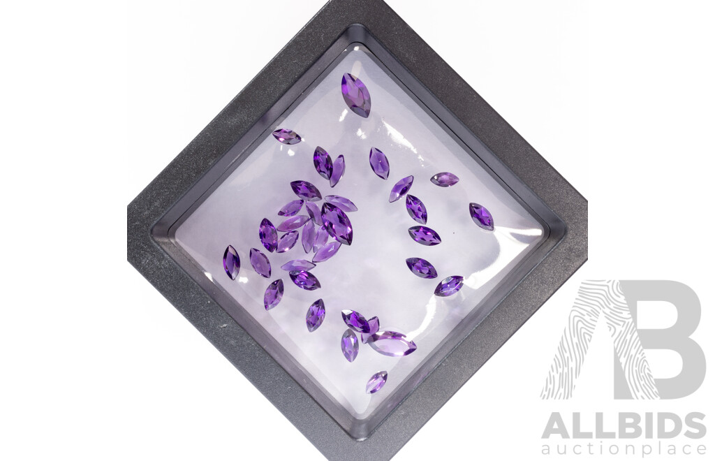 Amethyst (34) Untreated Marquise Cut Gemstones, 12.70ct