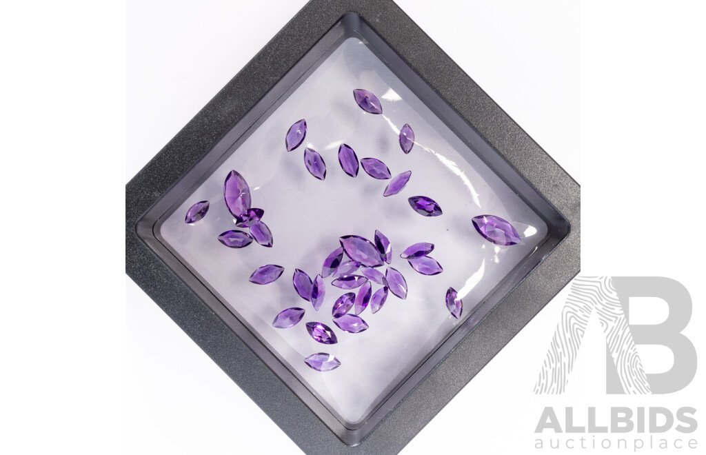 Amethyst (34) Untreated Marquise Cut Gemstones, 12.70ct