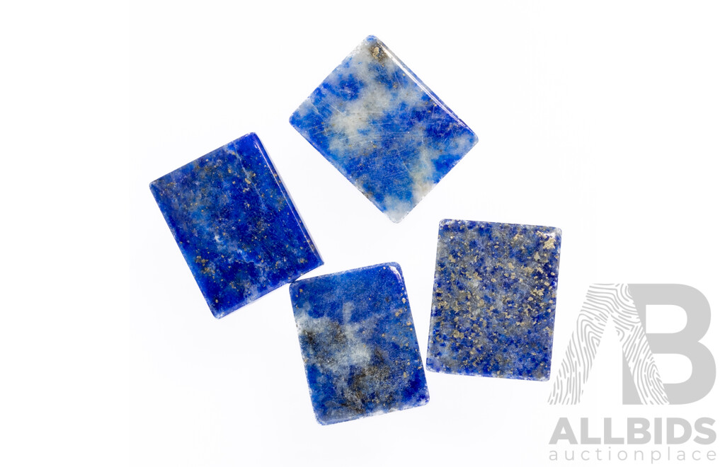 Lapis Lazuli, (4) Untreated Rectangular Cabochons, 8.0ct