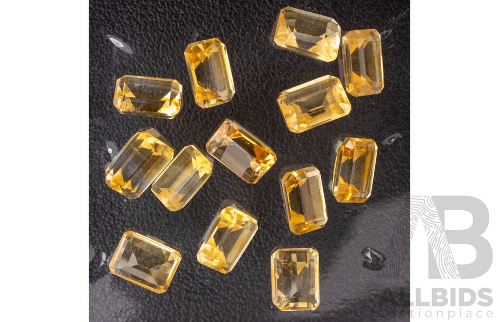 Citrine (13) Natural Untreated Emerald Cut Gemstones, 19.95ct