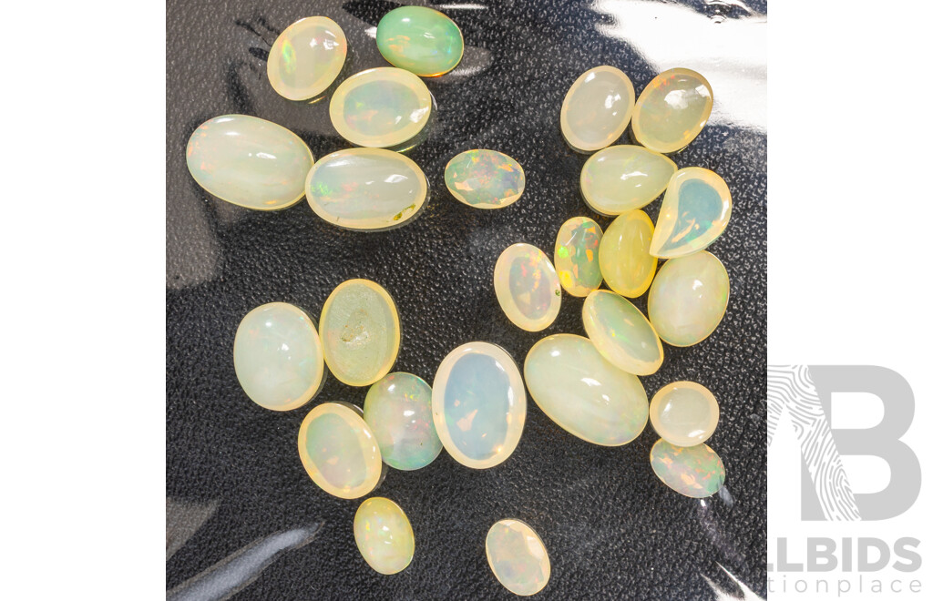 Ethiopian White Opal, (25) Untreated Cabochon & Faceted Gemstones, 28.45ct