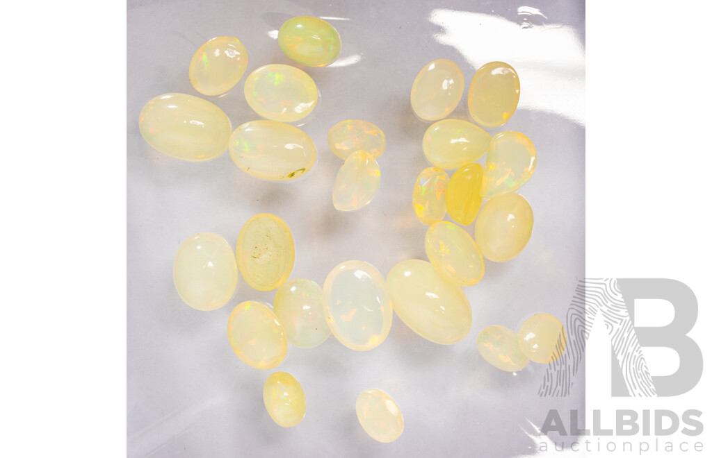 Ethiopian White Opal, (25) Untreated Cabochon & Faceted Gemstones, 28.45ct