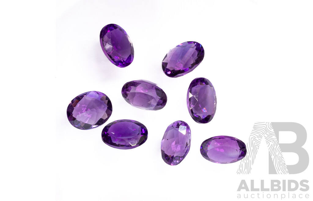 Bolivan Amethyst (8) Untreated Oval Cut Gemstones, 19.55ct