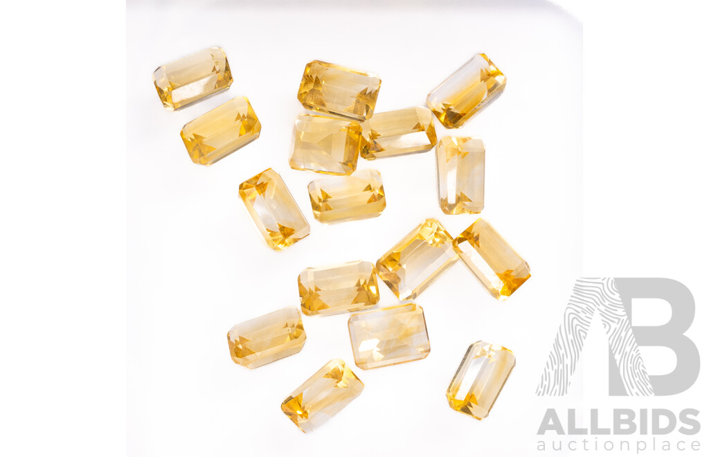 Citrine (16) Natural Untreated Emerald Cut Gemstones, 27.10ct