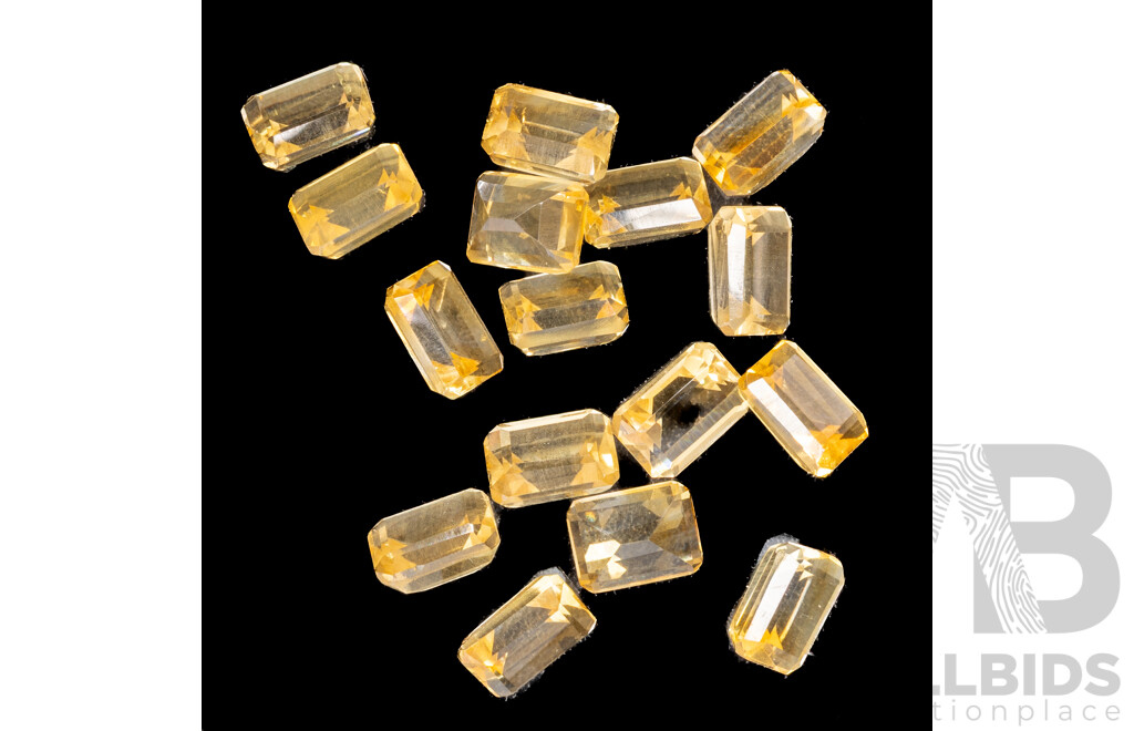 Citrine (16) Natural Untreated Emerald Cut Gemstones, 27.10ct
