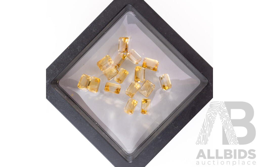 Citrine (16) Natural Untreated Emerald Cut Gemstones, 27.10ct