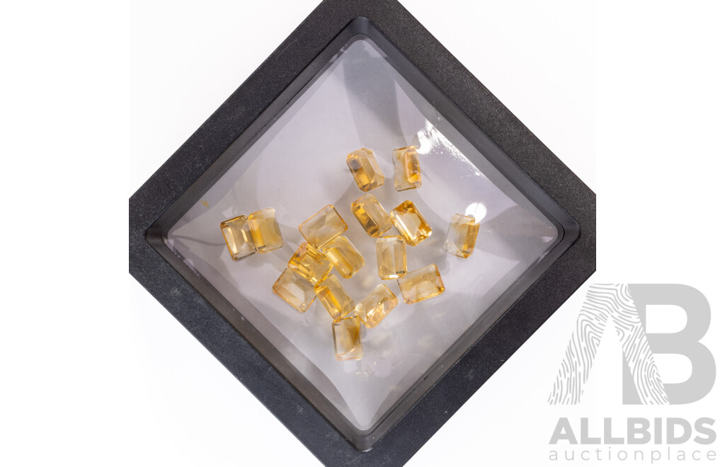 Citrine (16) Natural Untreated Emerald Cut Gemstones, 27.10ct
