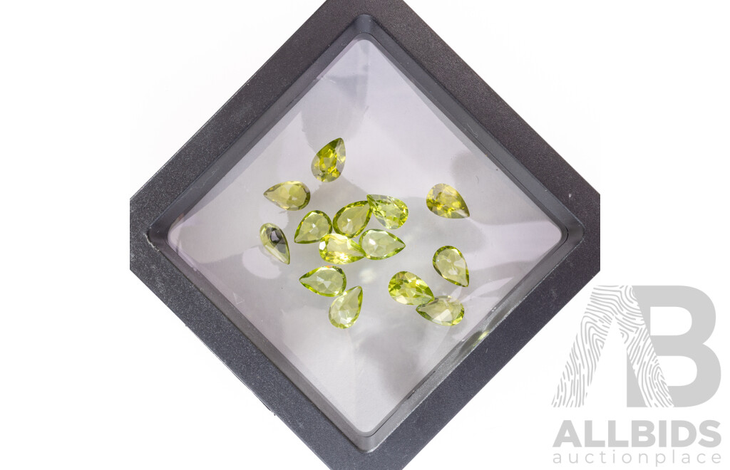 Peridot, (10) Natural Untreated Pear Cut Gemstones, 17.05ct