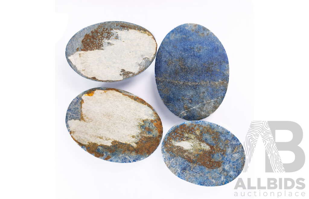 Lapis Lazuli (4) Untreated Oval Cabochon Burmese Gemstones, 169.40ct