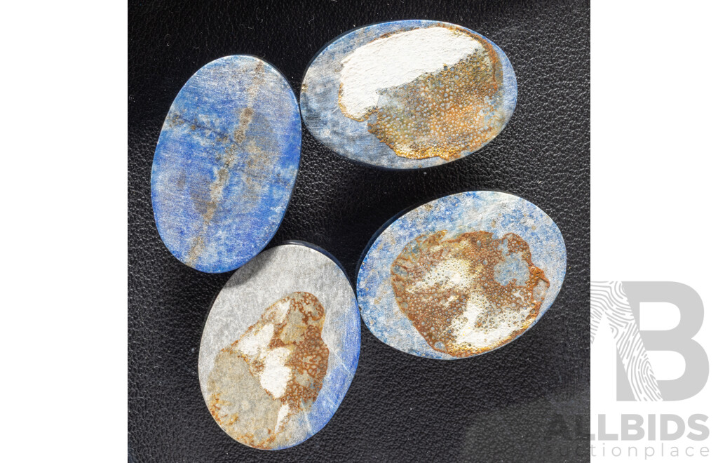 Lapis Lazuli (4) Untreated Oval Cabochon Burmese Gemstones, 142.45Ct