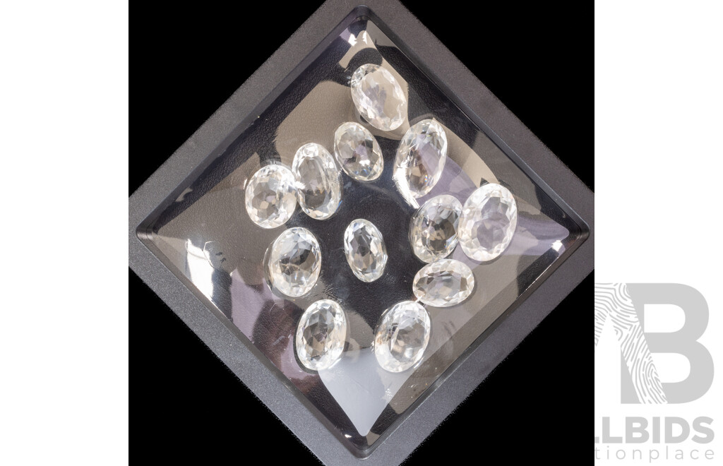 White Quartz, (12) Untreated Oval Cut Gemstones, 258.40ct