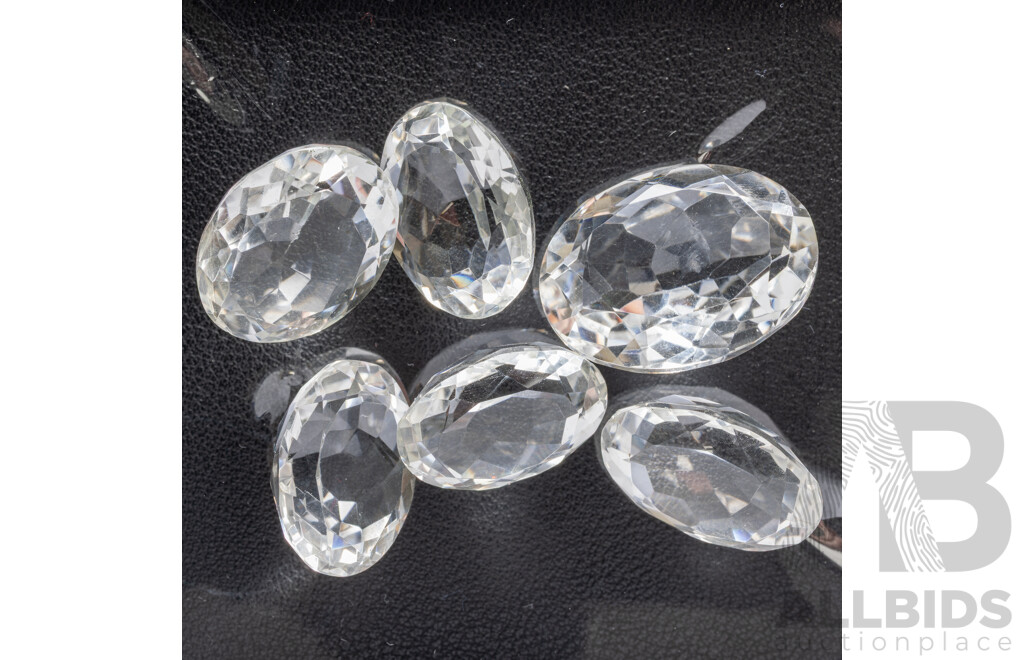 White Quartz, (6) Untreated Oval Cut Gemstones, 151.30ct