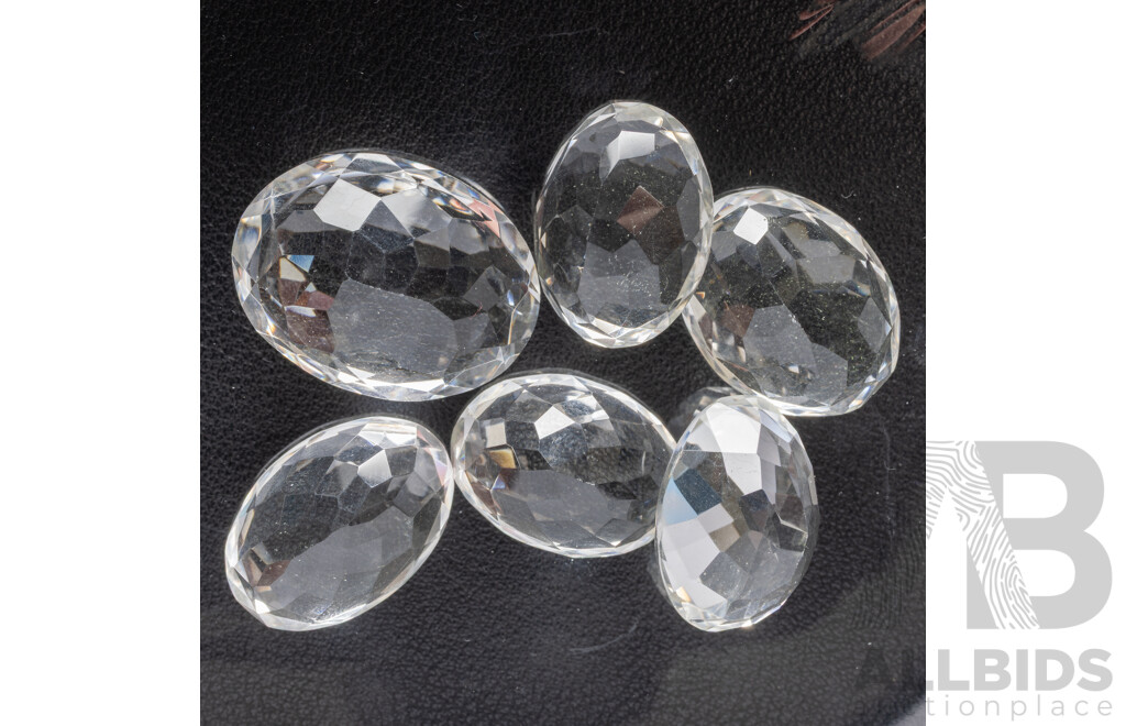 White Quartz, (6) Untreated Oval Cut Gemstones, 151.30ct