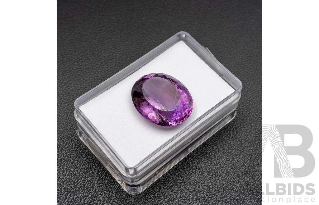 Bolivian Amethyst, Untreated Large Oval Cut Gemstone, 41.65ct