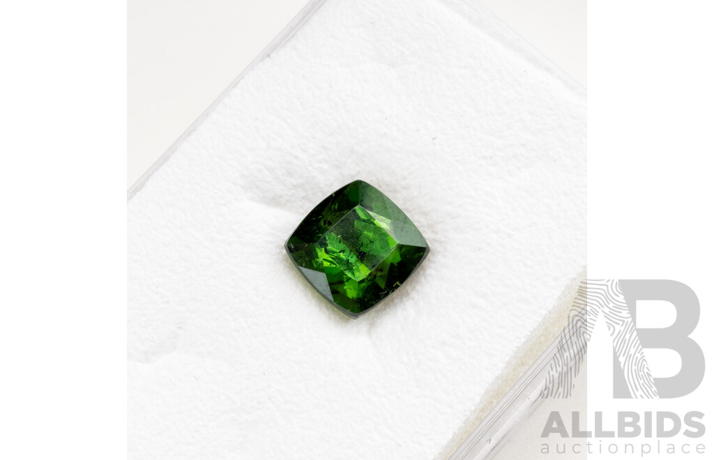 Green Tourmaline, Untreated Natural Cushion Cut Gemstone, 5.15ct