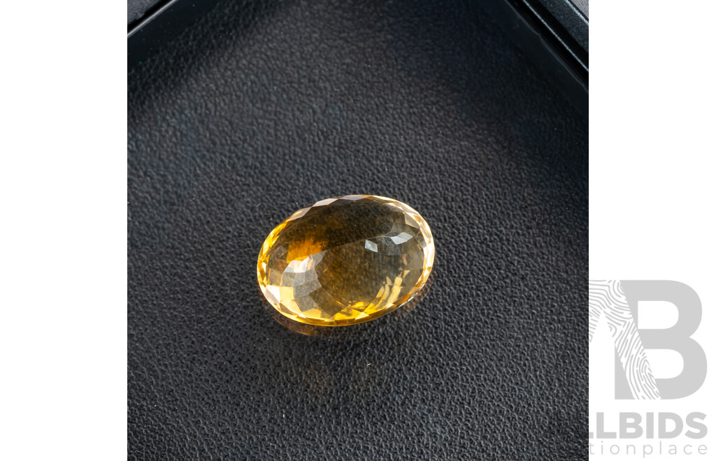Citrine, Untreated Golden Oval Cut Gemstone, 19.65ct