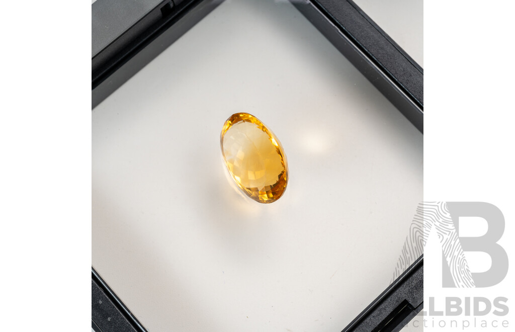 Citrine, Untreated Golden Oval Cut Gemstone, 19.65ct