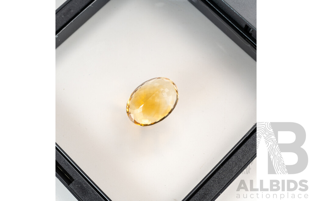 Citrine, Untreated Golden Oval Cut Gemstone, 19.65ct