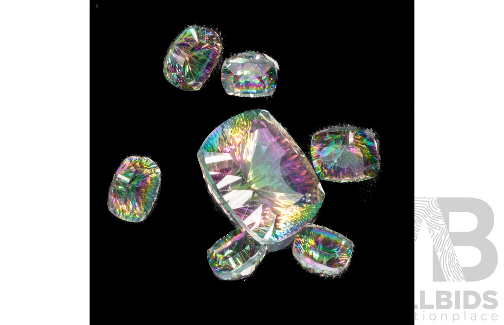 Mystic Topaz (7) Cushion Cut Gemstones, 34.35ct