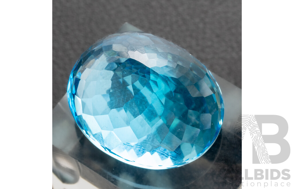 Swiss Blue Topaz, Natural Oval Cut Unset Gemstone, 60.90ct