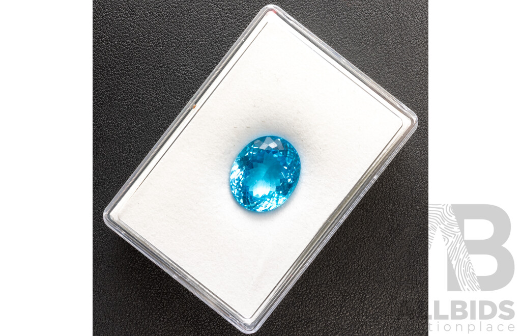 Swiss Blue Topaz, Natural Oval Cut Unset Gemstone, 60.90ct