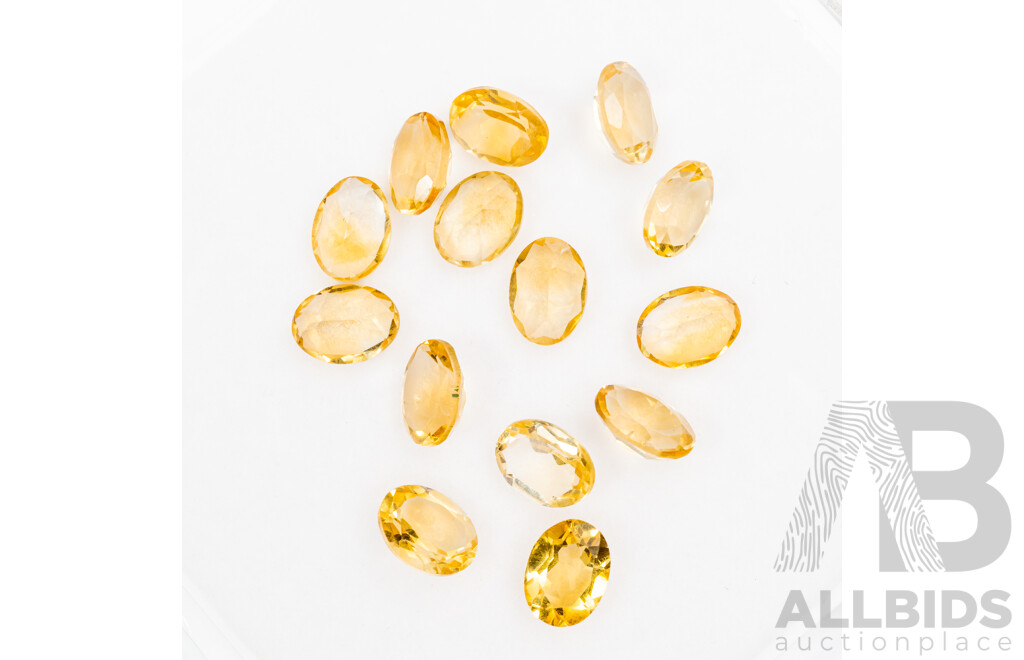 Citrine (14) Natural Untreated Unset Oval Cut Gemstones, 15.80ct