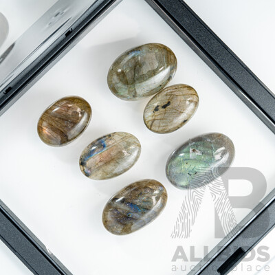 Labradorite (6) Oval Cut Cabochon Gemstones, 139.90 Grams