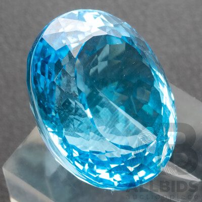Swiss Blue Topaz, Natural Oval Cut Unset Gemstone, 60.90ct