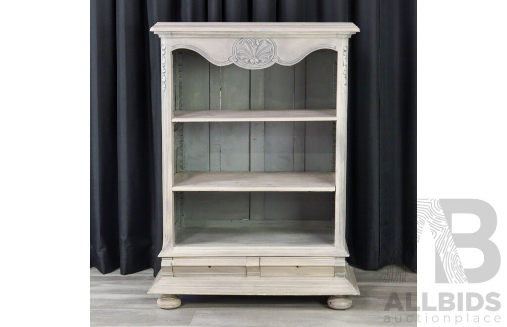 French Style Open Bookcase with Marble Top